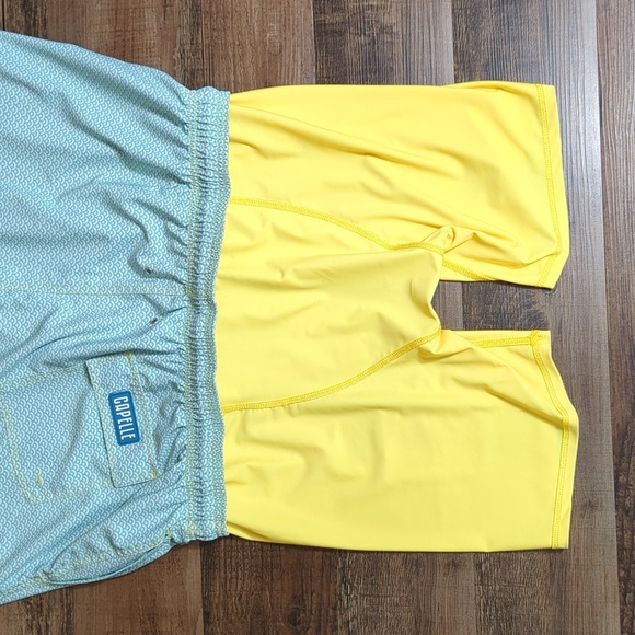 Capelle Classic Collins Compression Swim Trunks Size 4XL in Teal and Yellow - Picture 6 of 9